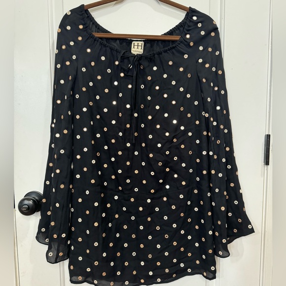 HAUTE HIPPIE MIRROR EMBELLISHED FLARE SLEEVE MINI DRESS - Picture 4 of 8